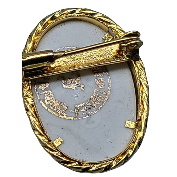 Limoges France Porcelain Brooch Antique Sisters Enamel Design Gold Tone Frame - Picture 8 of 8